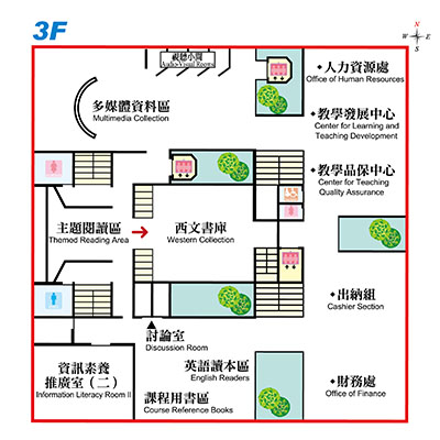 逢甲大學圖書館三樓樓層平面圖